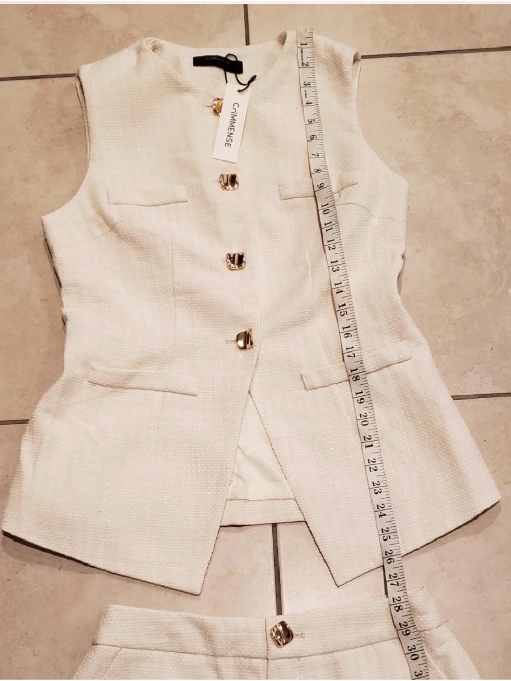 Commense Metal Button Tweed Vest & Shorts Set - Picture 7 of 9